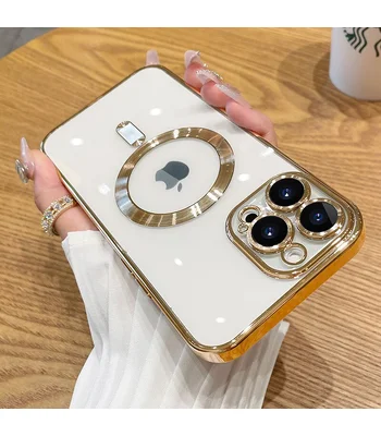 Силіконовий чохол "Transparent Plating" with MagSafe для Apple iPhone 15 Pro Max Золотий