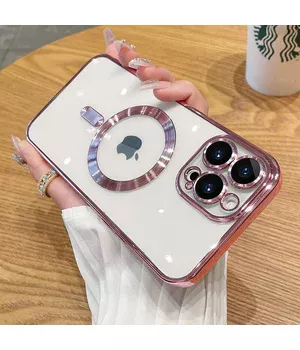 Силиконовый чехол "Transparent Plating" with MagSafe для Apple iPhone 11 Pro Max Розовый Силиконовый чехол "Transparent Plating" with MagSafe для Apple iPhone 11 Pro Max Розовый