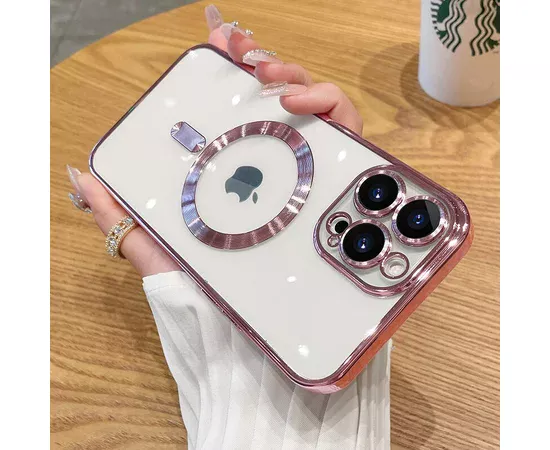 Силиконовый чехол "Transparent Plating" with MagSafe для Apple iPhone 12 Pro Max Розовый