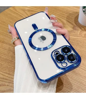 Силіконовий чохол "Transparent Plating" with MagSafe для Apple iPhone 16 Pro Синій