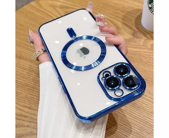 Силиконовый чехол "Transparent Plating" with MagSafe для Apple iPhone 11 Pro Синий