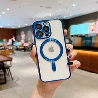 Силиконовый чехол "Transparent Plating" with MagSafe для Apple iPhone 14 Pro Max Синий