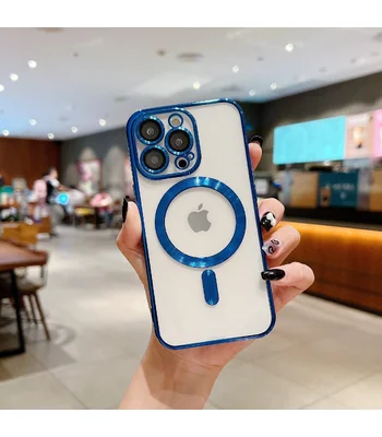 Силіконовий чохол "Transparent Plating" with MagSafe для Apple iPhone 16 Pro Синій