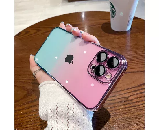 Силиконовый чехол "Electroplate Gradient" для Apple iPhone 14 Pro Сине-розовый