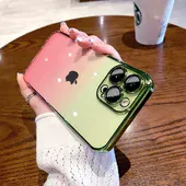 Силиконовый чехол "Electroplate Gradient" для Apple iPhone 15 Pro Max Розово-желтый