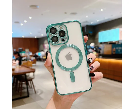 Силіконовий чохол "Transparent Plating" with MagSafe для Apple iPhone 13 Pro Зелений