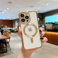 Силиконовый чехол "Transparent Plating" with MagSafe для Apple iPhone 12 Pro Золотой