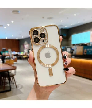 Силиконовый чехол "Transparent Plating" with MagSafe для Apple iPhone 12 Pro Max Золотой