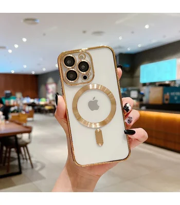 Силіконовий чохол "Transparent Plating" with MagSafe для Apple iPhone 15 Pro Max Золотий