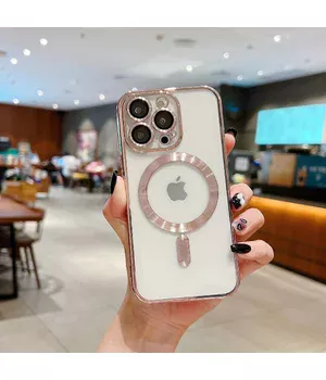 Силиконовый чехол "Transparent Plating" with MagSafe для Apple iPhone 11 Pro Max Розовый Силиконовый чехол "Transparent Plating" with MagSafe для Apple iPhone 11 Pro Max Розовый