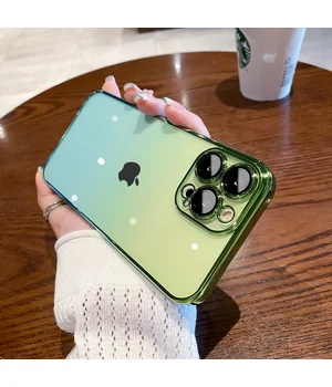 Силиконовый чехол "Electroplate Gradient" для Apple iPhone 15 Pro Max Сине-желтый