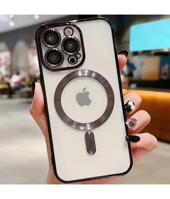 Силіконовий чохол "Transparent Plating" with MagSafe для Apple iPhone 15 Pro Max Чорний Силіконовий чохол "Transparent Plating" with MagSafe для Apple iPhone 15 Pro Max Чорний