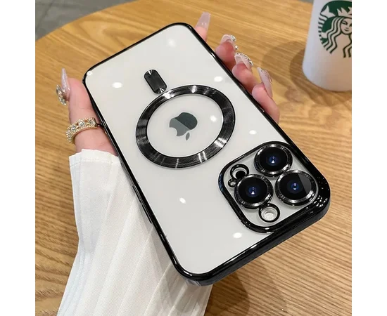 Силиконовый чехол "Transparent Plating" with MagSafe для Apple iPhone 11 Черный