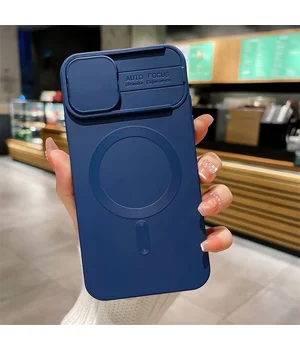 Силіконовий чохол "Lens Protection" with MagSafe зі шторкою для iPhone 14 Pro Max Синій