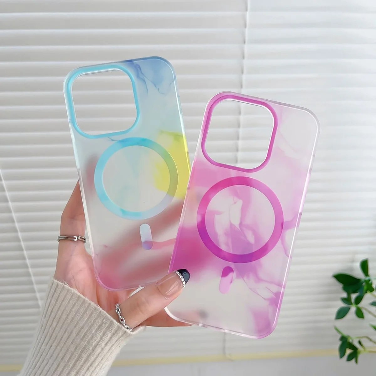 TPU+PC чехол "Watercolor Magnetic" with MagSafe для Apple iPhone 12 Pro Max Синий