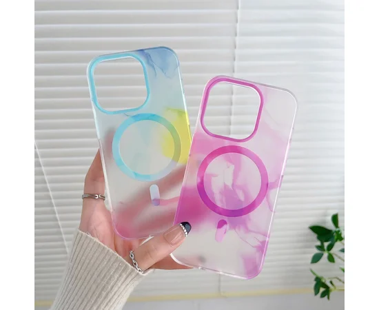 TPU+PC чохол "Watercolor Magnetic" with MagSafe для Apple iPhone 12 Pro Max Синій