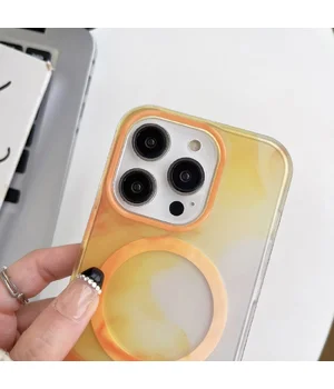 TPU+PC чехол "Watercolor Magnetic" with MagSafe для Apple iPhone 12 Pro Max Оранжевый