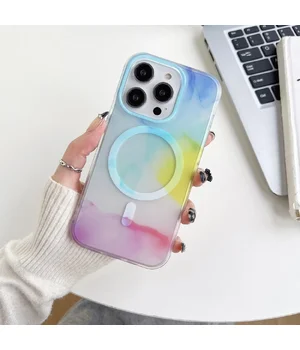 TPU+PC чехол "Watercolor Magnetic" with MagSafe для Apple iPhone 12 Pro Max Синий