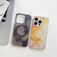 TPU+PC чехол "Watercolor Magnetic" with MagSafe для Apple iPhone 14 Pro Max Оранжевый
