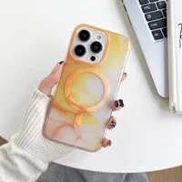 TPU+PC чехол "Watercolor Magnetic" with MagSafe для Apple iPhone 14 Pro Max Оранжевый