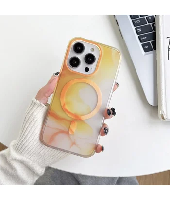 TPU+PC чохол "Watercolor Magnetic" with MagSafe для Apple iPhone 12 Pro Max Помаранчевий