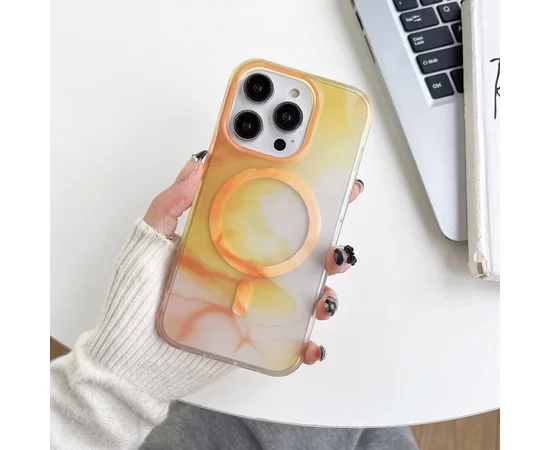 TPU+PC чохол "Watercolor Magnetic" with MagSafe для Apple iPhone 12 Pro Max Помаранчевий
