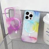 TPU+PC чехол "Watercolor Magnetic" with MagSafe для Apple iPhone 13 Pro Max Фиолетовый