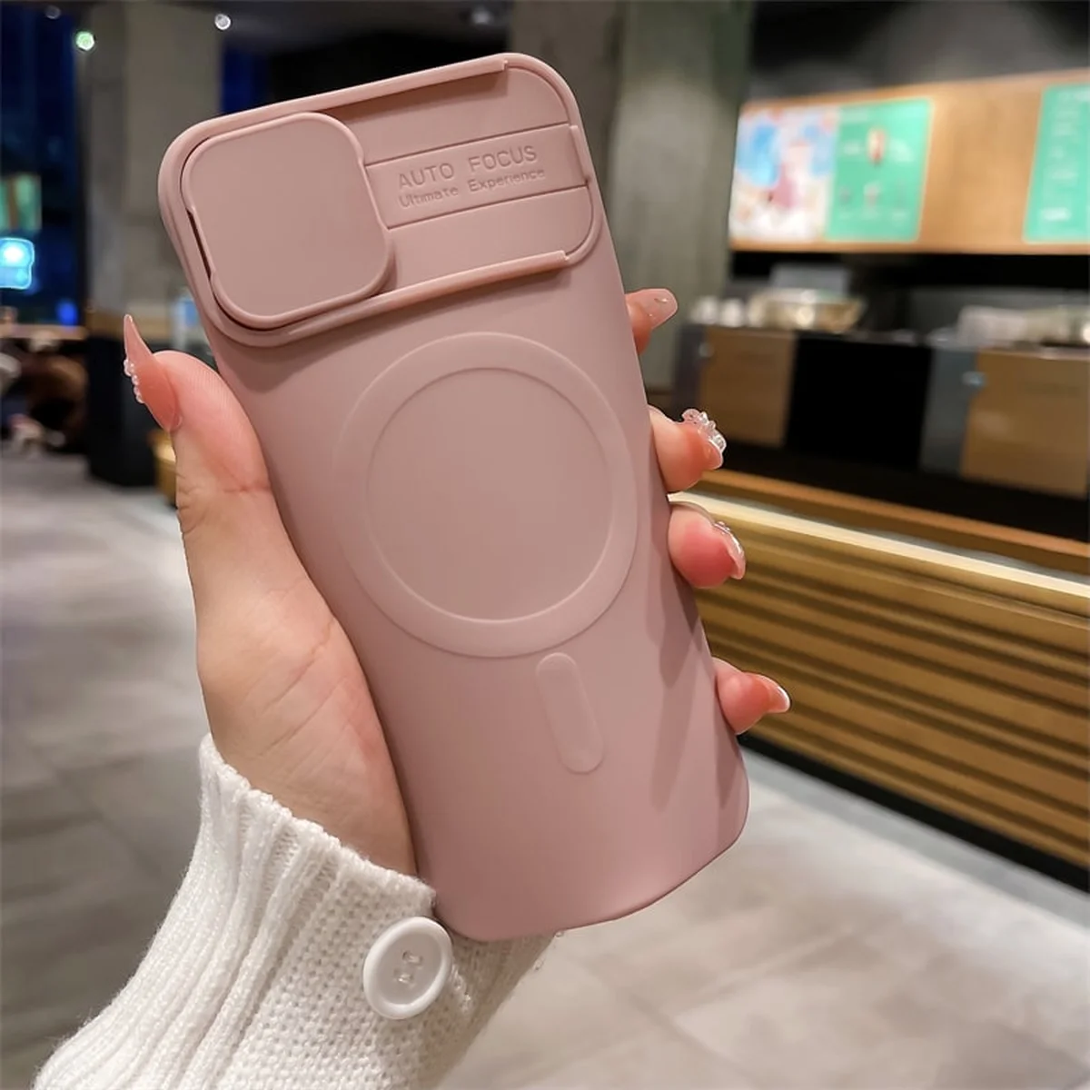 Силиконовый чехол "Lens Protection" with MagSafe со шторкой для iPhone 12 Pro Max Розовый