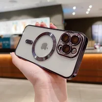 Силиконовый чехол "Transparent Plating" with MagSafe для Apple iPhone 14 Фиолетовый