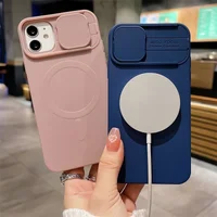 Силиконовый чехол "Lens Protection" with MagSafe со шторкой для iPhone 14 Pro Синий