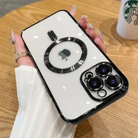 Силиконовый чехол "Transparent Plating" with MagSafe для Apple iPhone 15 Plus Черный