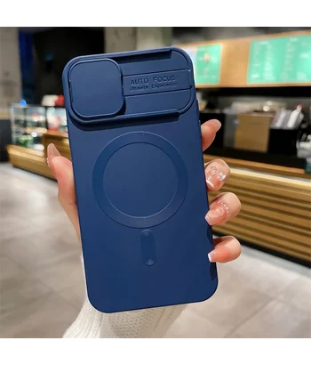 Силіконовий чохол "Lens Protection" with MagSafe зі шторкою для iPhone 14 Pro Max Синій