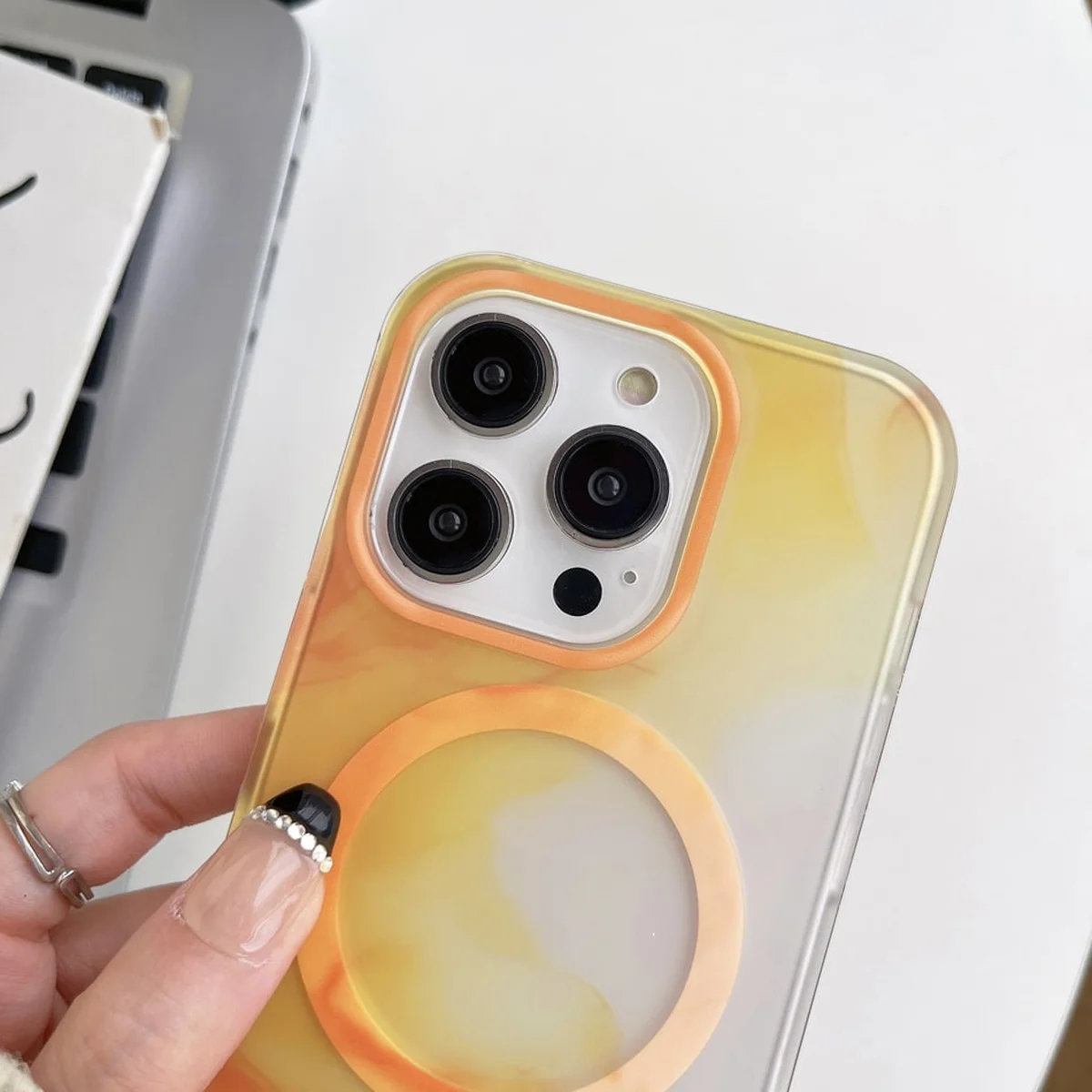 TPU+PC чехол "Watercolor Magnetic" with MagSafe для Apple iPhone 12 Pro Max Оранжевый