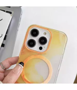 TPU+PC чехол "Watercolor Magnetic" with MagSafe для Apple iPhone 12 Pro Max Оранжевый