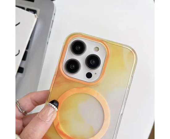 TPU+PC чехол "Watercolor Magnetic" with MagSafe для Apple iPhone 13 Pro Max Оранжевый