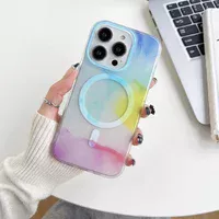 TPU+PC чехол "Watercolor Magnetic" with MagSafe для Apple iPhone 14 Pro Max Синий