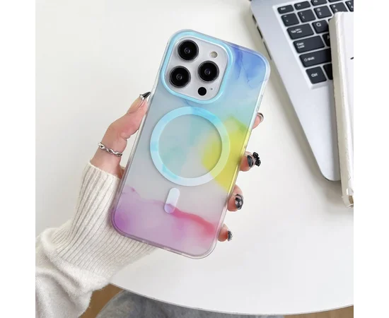 TPU+PC чехол "Watercolor Magnetic" with MagSafe для Apple iPhone 14 Pro Max Синий
