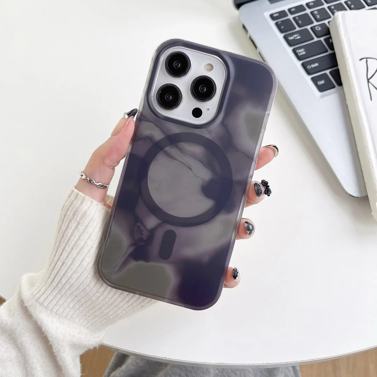 TPU+PC чехол "Watercolor Magnetic" with MagSafe для Apple iPhone 14 Pro Max Черный