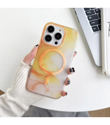 TPU+PC чохол "Watercolor Magnetic" with MagSafe для Apple iPhone 13 Pro Max Помаранчевий