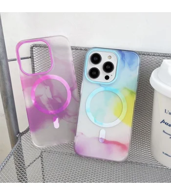 TPU+PC чехол "Watercolor Magnetic" with MagSafe для Apple iPhone 12 Pro Max Синий