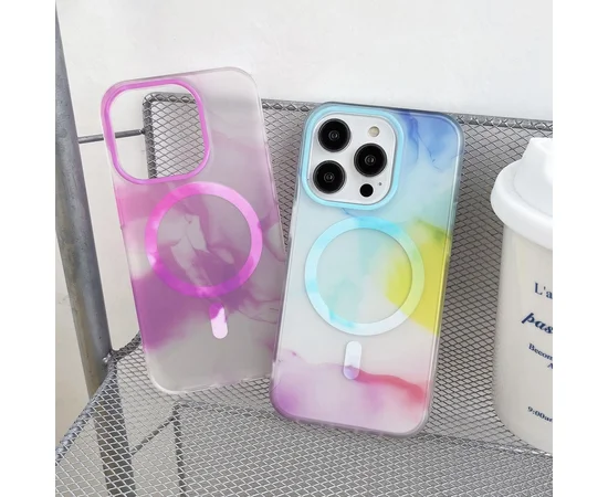 TPU+PC чохол "Watercolor Magnetic" with MagSafe для Apple iPhone 12 Pro Max Фіолетовий