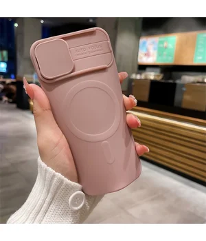 Силіконовий чохол "Lens Protection" with MagSafe зі шторкою для iPhone 12 Pro Max Рожевий