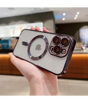 Силиконовый чехол "Transparent Plating" with MagSafe для Apple iPhone 12 Pro Max Фиолетовый