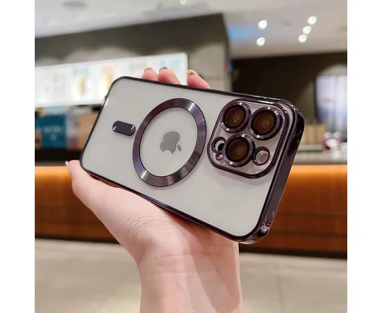 Силіконовий чохол "Transparent Plating" with MagSafe для Apple iPhone 14 Plus Фіолетовий