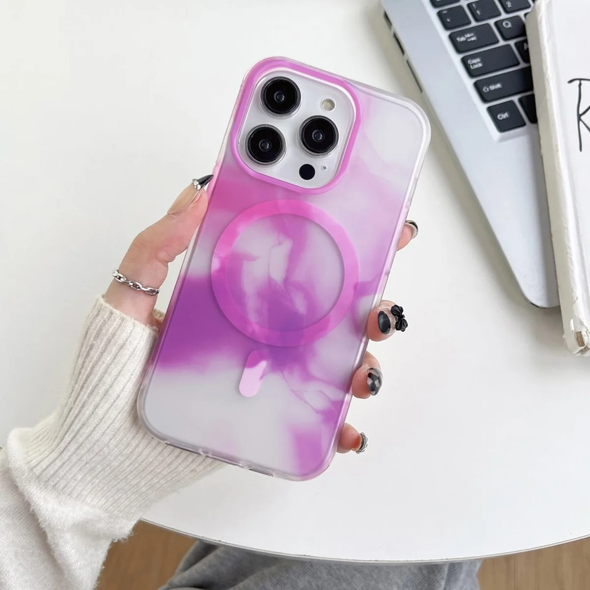 TPU+PC чехол "Watercolor Magnetic" with MagSafe для Apple iPhone 13 Pro Max Фиолетовый
