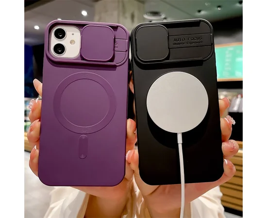 Силіконовий чохол "Lens Protection" with MagSafe зі шторкою для iPhone 14 Pro Фіолетовий