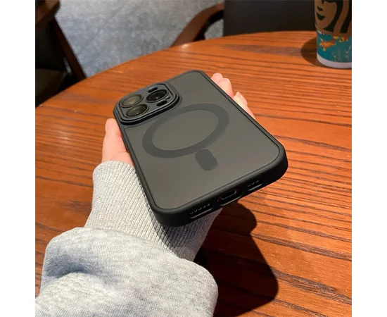 Силиконовый чехол "Frosted Matte" with MagSafe для Apple iPhone 15 Pro Max Черный