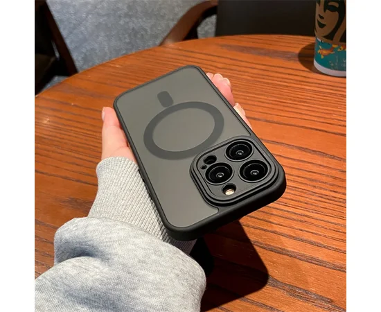 Силиконовый чехол "Frosted Matte" with MagSafe для Apple iPhone 15 Pro Max Черный