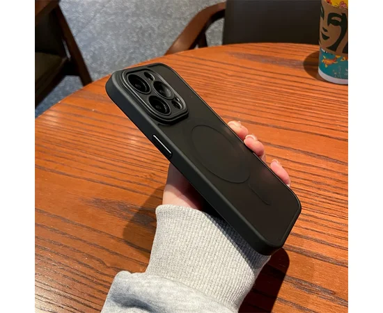 Силиконовый чехол "Frosted Matte" with MagSafe для Apple iPhone 15 Pro Max Черный