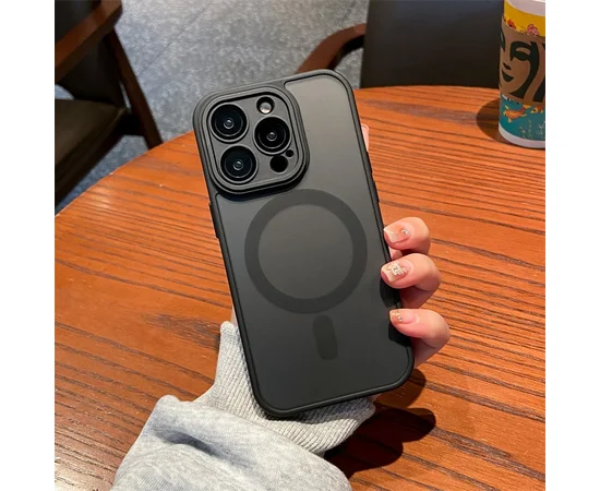 Силиконовый чехол "Frosted Matte" with MagSafe для Apple iPhone 15 Pro Max Черный